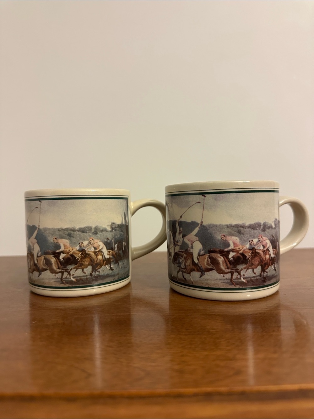 Pair of Vintage Polo Match Coffee Mugs